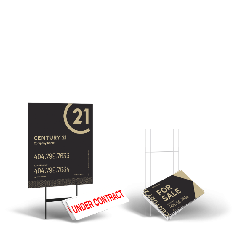 Century 21 Starter Pkg 1 24x30 Yard Sign, 4 18x12 Coroplast, 4 Stepstake, 2Clip-Ons Century 21 Starter Pkg 1 24x30 Yard Sign, 4 18x12 Coroplast, 4 Stepstake, 2Clip-Ons