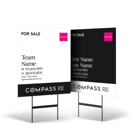 24"x30"2-Sided Styrene Yard Sign,Reflective or Standard,on Black Stand for Compass