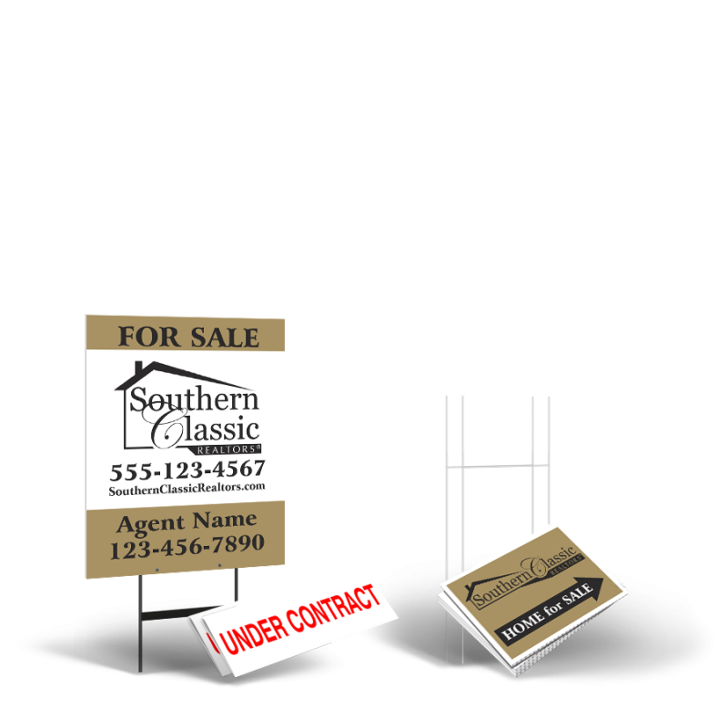 Starter Pack:Yard Sign,4 Directionals,4 Stands,2 Clip-Ons for Southern Classic Realty Starter Pack:Yard Sign,4 Directionals,4 Stands,2 Clip-Ons for Southern Classic Realty