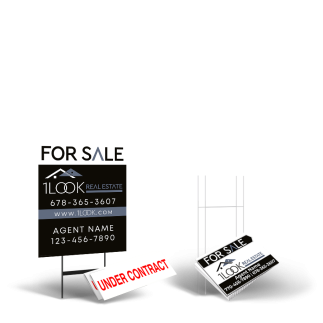 1 Look Real Estate Starter Package: 24x30 Yard Sign, Directionals, Stands, Clip-Ons