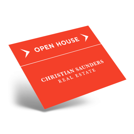 24"X18" STYRENE ONE SIDED PRINTED PANEL TO FIT 24"X18" METAL AFRAME SOLD INDIVIDUALLY FOR CHRISTIAN SAUNDERS REAL ESTATE