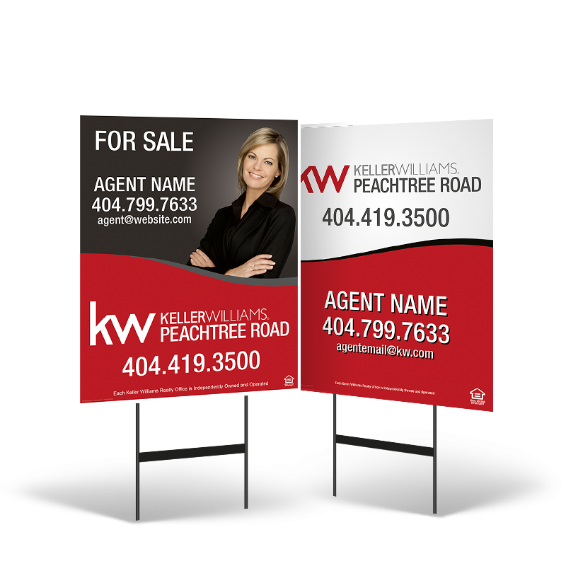 24"x30" Two-Sided Styrene Yard Sign: Standard & Reflective on Black Stand for Keller Willams Peachtree Road 24"x30" Two-Sided Styrene Yard Sign: Standard & Reflective on Black Stand for Keller Willams Peachtree Road