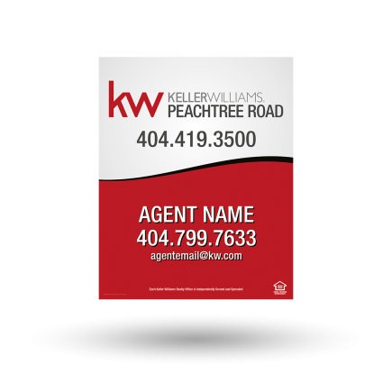 24"x30" Two-Sided Styrene Yard Sign: Standard & Reflective on Black Stand for Keller Willams Peachtree Road