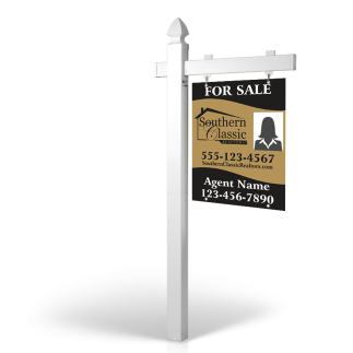 6' Easy Arm Post with 24"x30" Two-Sided Hanging Panels: Styrene, Aluminum, & Reflective Options for Southern Classic Realty