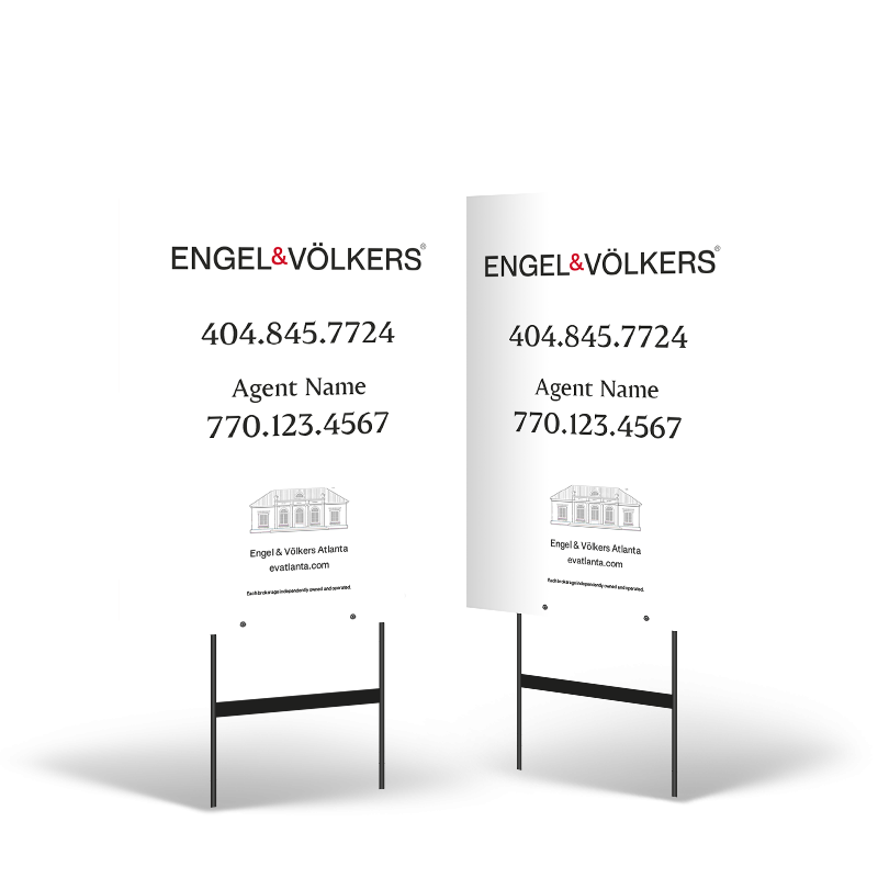 ENGEL & VOLKERS REAL ESTATE 24X30 REFLECTIVE STYRENE YARD SIGN W/ BLACK STAND