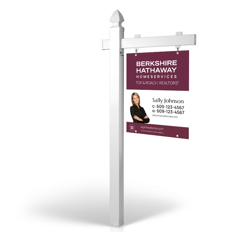 5' Easy Arm Post with 24"x30" Two-Sided Hanging Panels:Styrene,Reflective,Aluminum for BHHS Fox and Roach