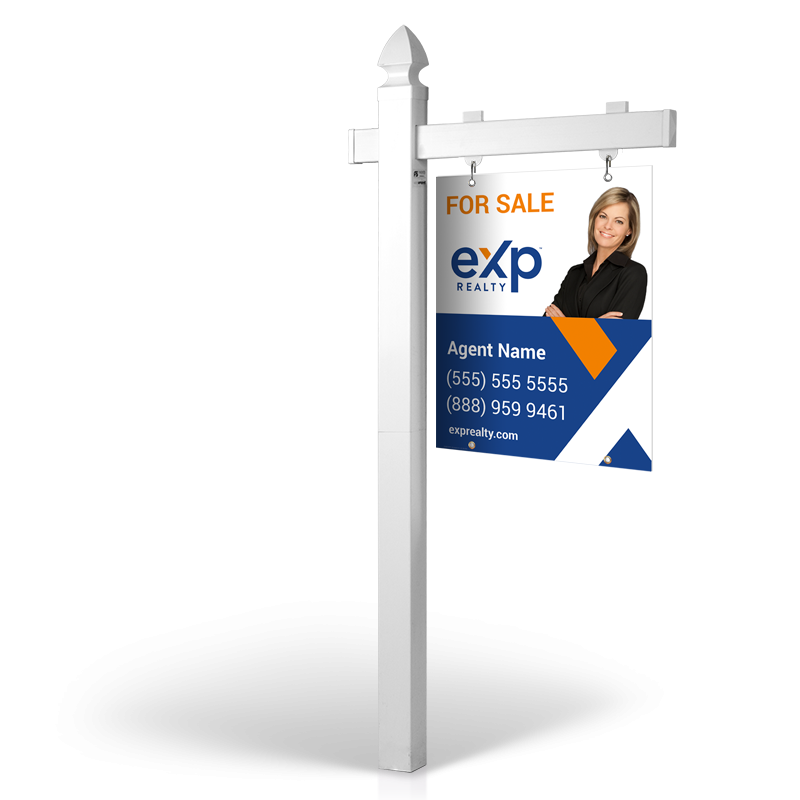 EXP Realty: 5' Rookie Easy Arm Post with 24"x30" Two-Sided Panels in Styrene & Aluminum, Reflective Options EXP Realty: 5' Rookie Easy Arm Post with 24"x30" Two-Sided Panels in Styrene & Aluminum, Reflective Options