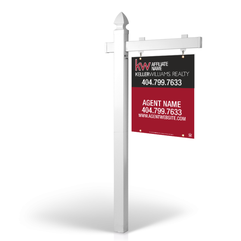 Keller Williams: 5' Rookie Easy Arm Post with 24"x30" Two-Sided Panels in Styrene & Aluminum, Reflective Options Keller Williams: 5' Rookie Easy Arm Post with 24"x30" Two-Sided Panels in Styrene & Aluminum, Reflective Options