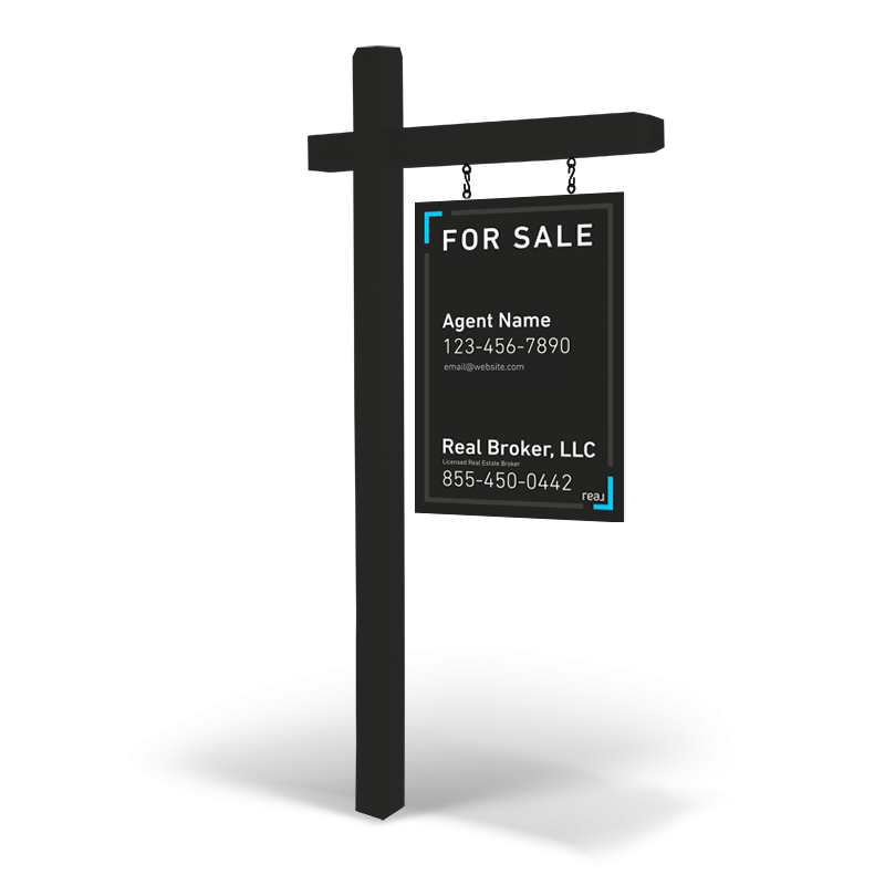 "2'x3' Custom Reflective Double-Sided Wooden Sign & Post for Real Brokers Service" "2'x3' Custom Reflective Double-Sided Wooden Sign & Post for Real Brokers Service"