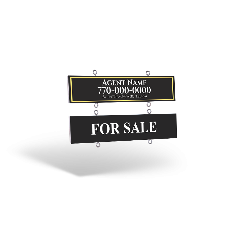 Gold Peach Realty 24"x6" Two-Sided Wooden and Reflective Wooden Rider for Signage