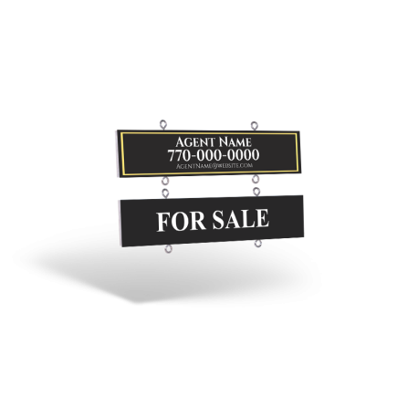 Gold Peach Realty 24"x6" Two-Sided Wooden and Reflective Wooden Rider for Signage