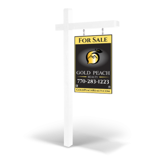 Gold Peach Realty: Custom Reflective Double-Sided Wooden Panel Sign 2'x3'