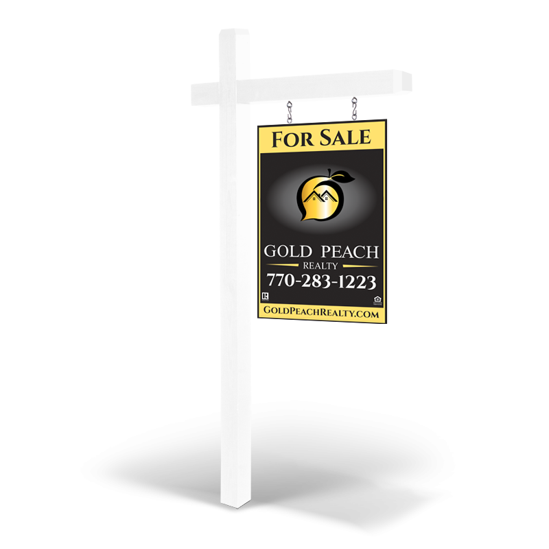 Gold Peach Realty: Custom Reflective Double-Sided Wooden Panel Sign 2'x3'
