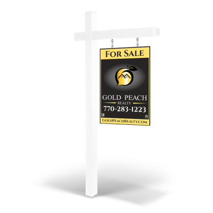 Gold Peach Realty: Custom Reflective Double-Sided Wooden Panel Sign 2'x3'