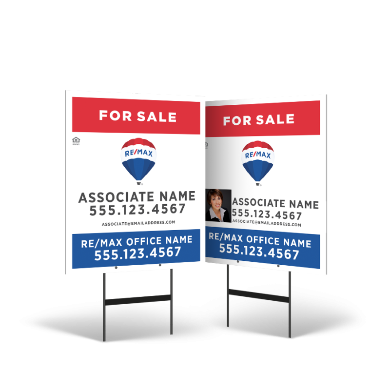 24x30" Styrene Yard Sign, Two-Sided, Black Stand for REMAX 24x30" Reflect Styrene Yard Sign, 2-Sided, w/ Stand for REMAX