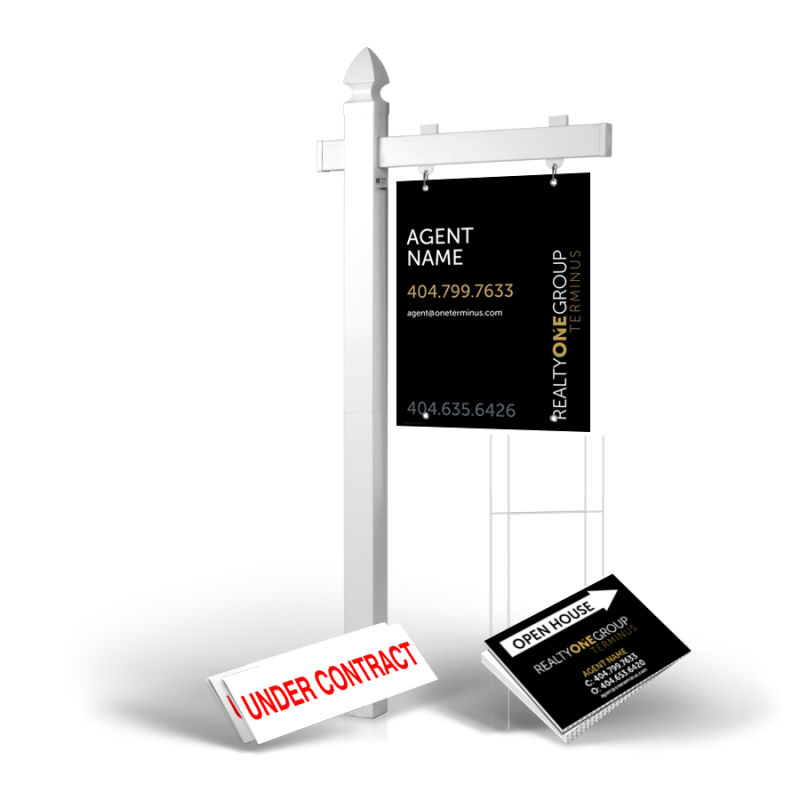 HomeRun Package REALTY ONE TERMINUS: 6' Post, 24"x30" Panel, Directionals, Stakes, Clip-Ons HomeRun Package REALTY ONE TERMINUS: 6' Post, 24"x30" Panel, Directionals, Stakes, Clip-Ons