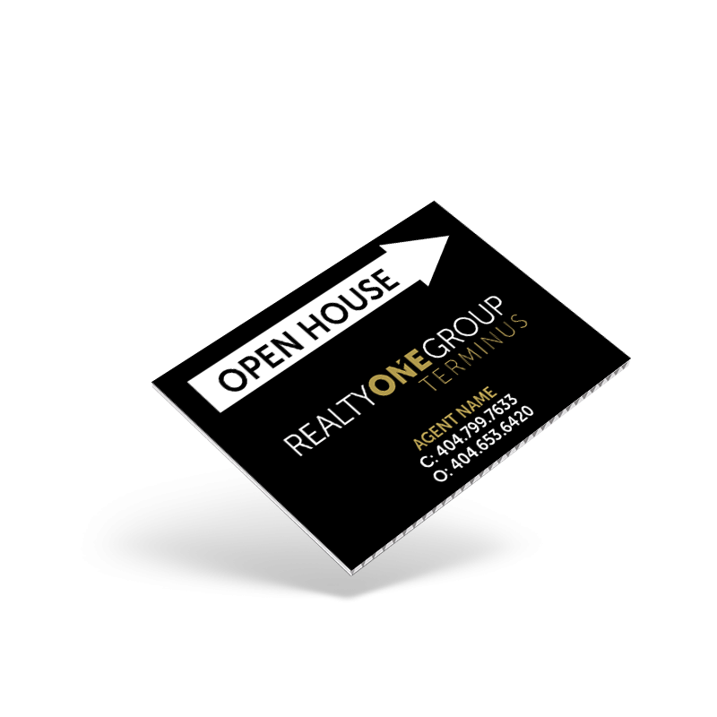 18"x12" Two-Sided Coroplast Sign Panels: Generic & Custom Printed Options for REALTY ONE TERMINUS