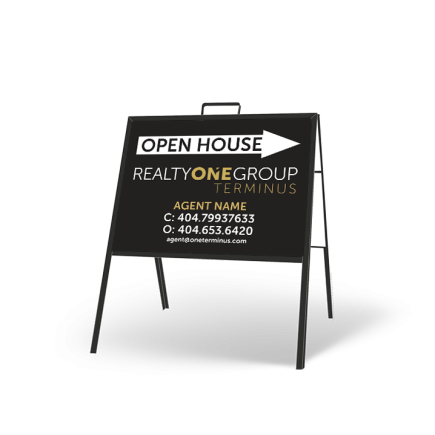 24" X 18" FOLDING "A" FRAME W/ TWO 24"X18" STYRENE CUSTOM PRINTED INSERTS FOR for REALTY ONE TERMINUS