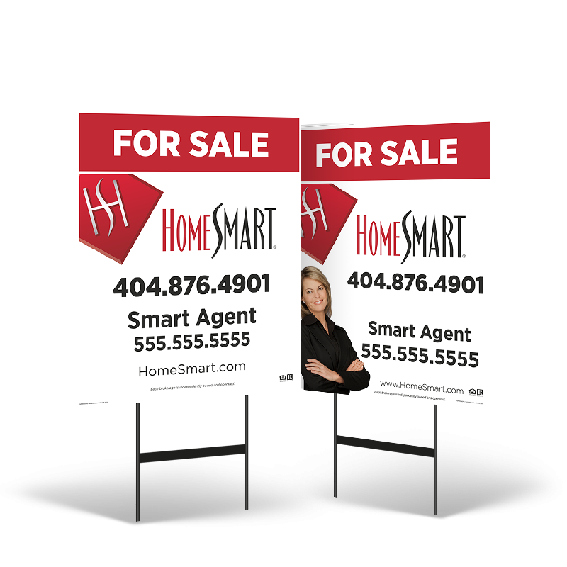 24"x30" Two-Sided Styrene Yard Sign: Standard & Reflective on Black Stand for HomeSmart