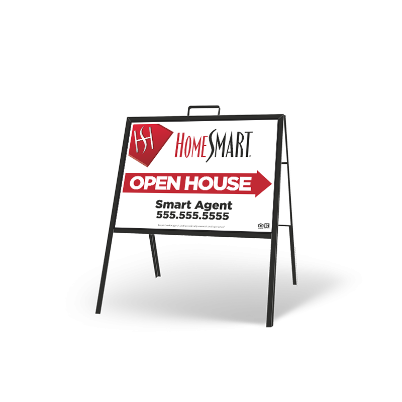 24" X 18" FOLDING "A" FRAME W/ TWO 24"X18" STYRENE CUSTOM PRINTED INSERTS FOR for HOMESMART