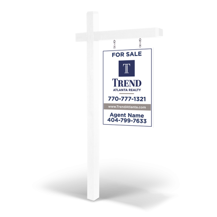 2x3 Custom 2-Sided Wood Panel, Reflective/Non-Reflective, with Arm Post & Install for Trend Atlanta Realty