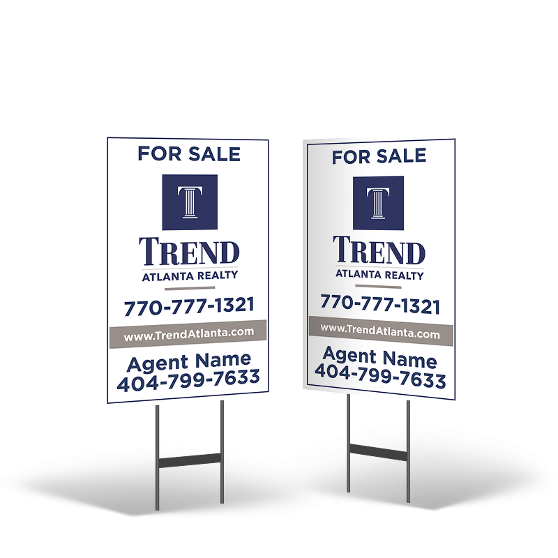 18"X28"2-SIDED STYRENE YARD SIGN:STANDARD&REFLECTIVE,BLACK STAND for Trend atlanta realty