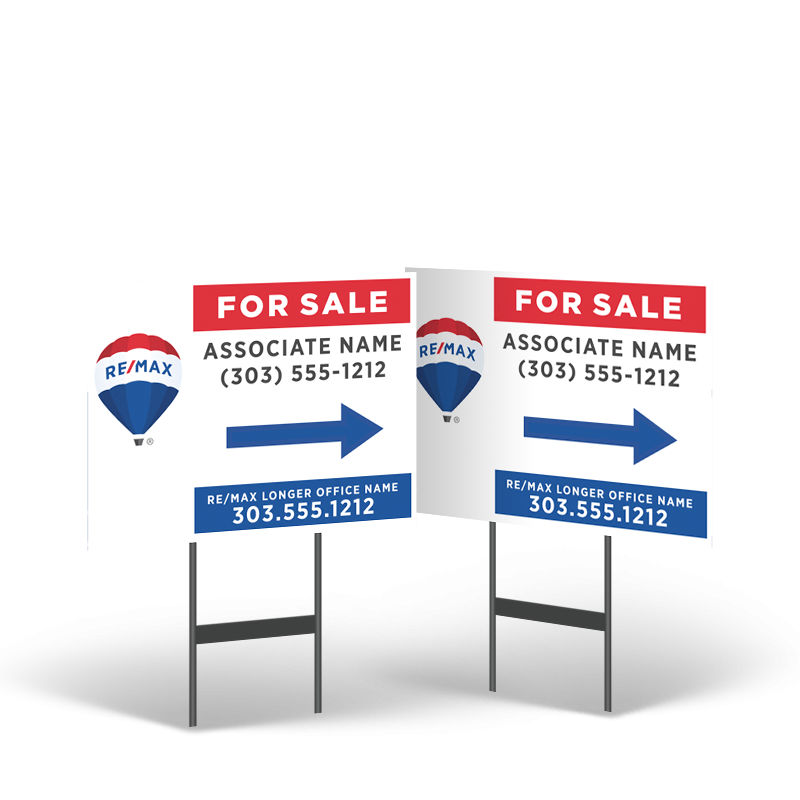 18x14" Two-Sided Styrene Yard Sign, Reflective Option, on Black Stand for REMAX