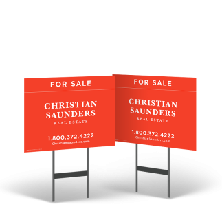 18"x14" Two-Sided Styrene Yard Sign, Standard or Reflective, on Black Powder-Coated Stand for Christian Saunders Real Estate