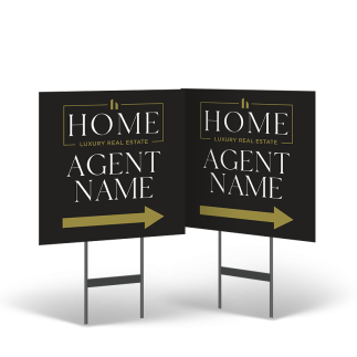 Home Real Estate:18"x18"Two-Sided Styrene Yard Sign:Standard&Reflective on Black Stand