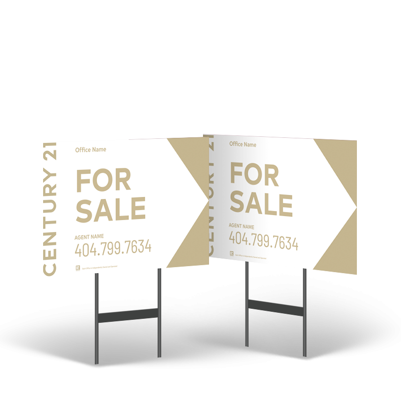 Century 21 Real Estate 18"x14" 2-Sided Yard Sign: Reflective & Standard Styrene Century 21 Real Estate 18"x14" 2-Sided Yard Sign: Reflective & Standard Styrene