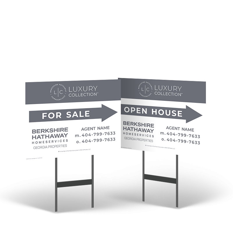 BHHS GEORGIA PROPERTIES 18 X 14 YARD SIGN 2 SIDED MOUNTED ON BLACK POWDER COATED STAND