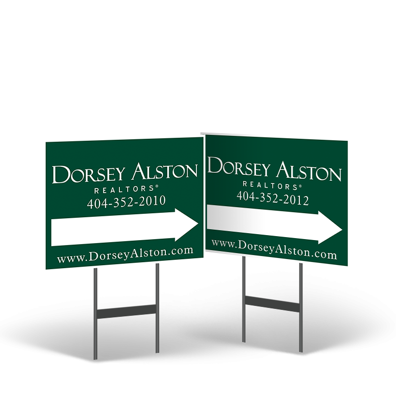 DORSEY ALSTON REALTORS 18 X 14 STYRENE YARD SIGN W/ BLACK STAND