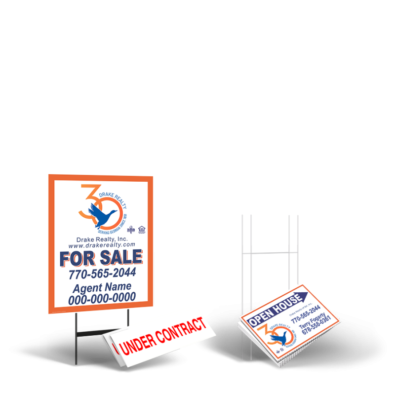 DRAKE REALTY Starter Package: 24x30 Yard Sign, Directionals, Stands, Clip-Ons