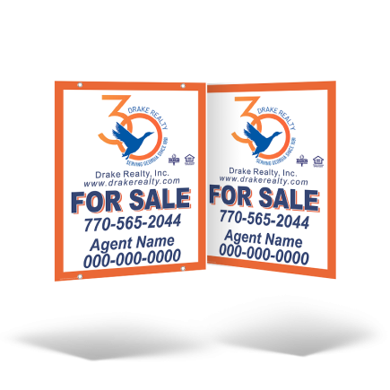 24"x30" Two-Sided Hanging Panel: Styrene & Aluminum, Reflective Options with Grommets for DRAKE REALTY