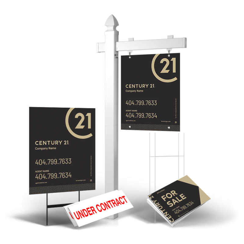 Grand Slam Pkg: 1 6' Arm Post,24x30 Panel&Yard Sign, 4Coroplast, 4Stakes, 2Clip-Ons