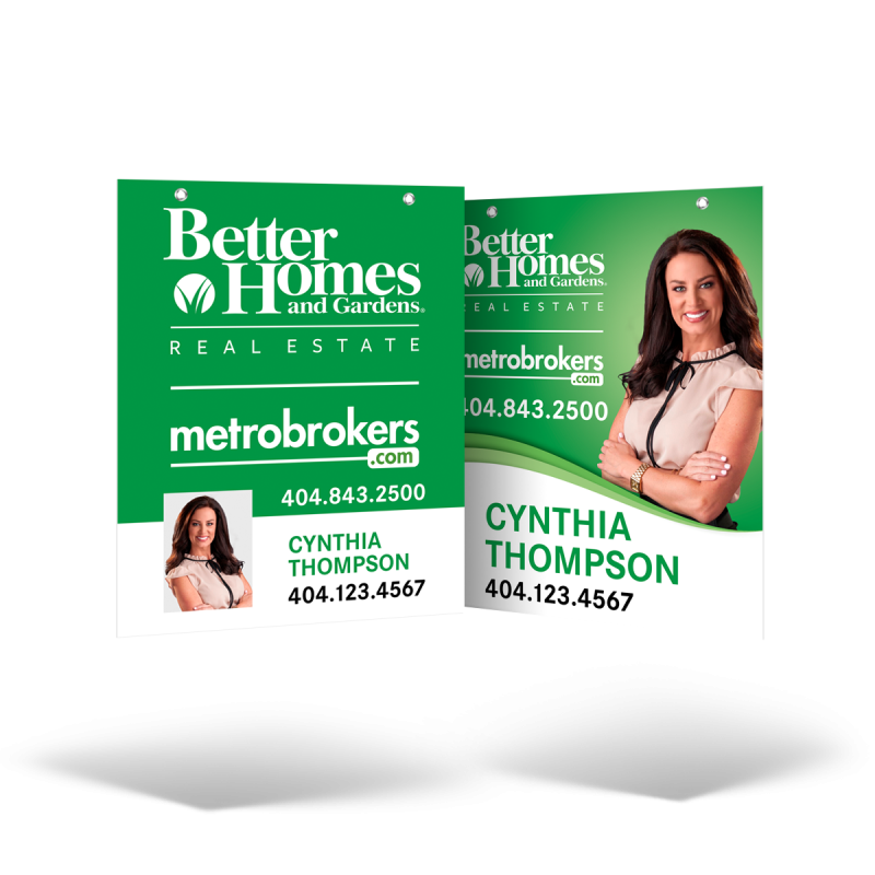 24"x30" Styrene/Aluminum Reflective Two-Sided Hanging Panel w/ Grommets for Metro Brokers