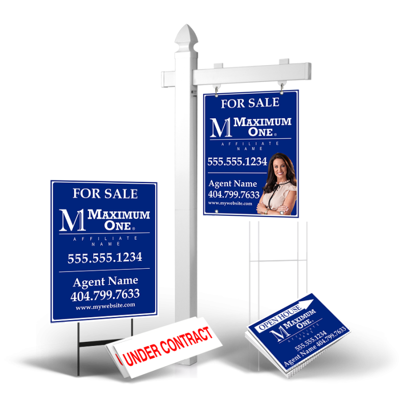 Grand Slam Package Maximum One: 6' Post, Two-Sided 24"x30" Panels, Directionals, Stakes, Clip-Ons