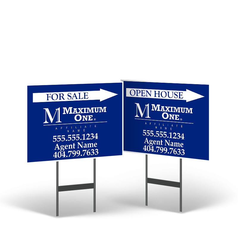 "18"x14" Two-Sided Reflective/Non-Reflective Styrene Yard Sign on Black Stand for Maximum One"