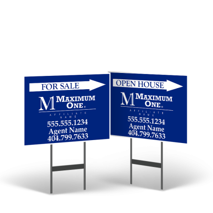 "18"x14" Two-Sided Reflective/Non-Reflective Styrene Yard Sign on Black Stand for Maximum One"