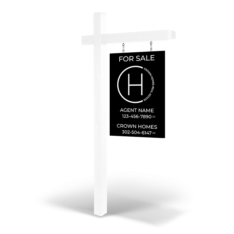 2'X3' Custom Wooden 2-Sided Hanging Panel in Reflective or Non Reflective with Wooden Arm Post & Installation for Crown Realty 2'X3' Custom Wooden 2-Sided Hanging Panel in Reflective or Non Reflective with Wooden Arm Post & Installation for Crown Realty