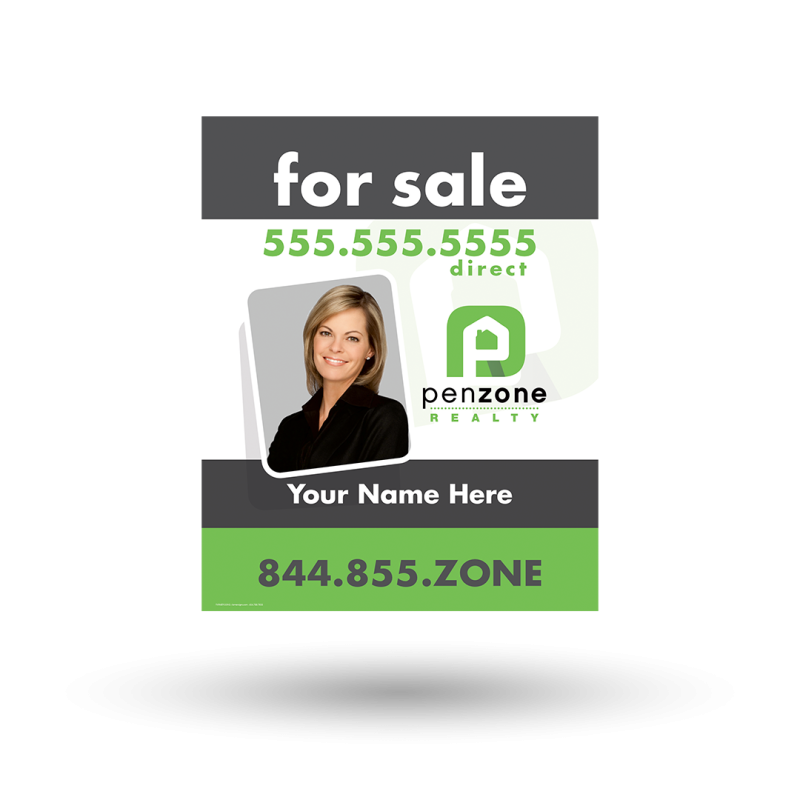 24"x30" Styrene/Reflective Two-Sided Yard Sign on Black Stand for Penzone Realty