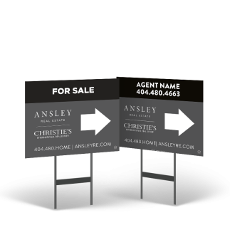 Ansley Real Estate 18x14 Yard Sign, Double-Sided, on Black Powder-Coated Stand