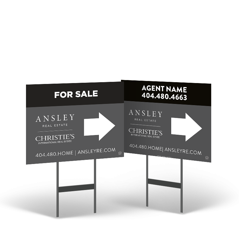 Ansley Real Estate 18x14 Yard Sign, Double-Sided, on Black Powder-Coated Stand Ansley Real Estate 18x14 Yard Sign, Double-Sided, on Black Powder-Coated Stand