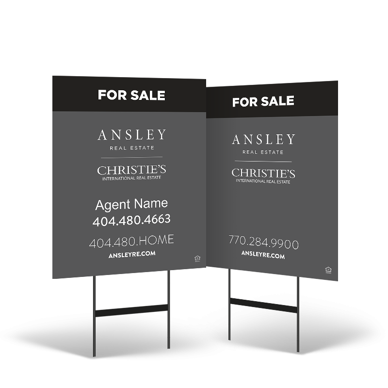 Ansley Real Estate 24x30 Yard Sign, Double-Sided, on Black Powder-Coated Stand Ansley Real Estate 24x30 Yard Sign, Double-Sided, on Black Powder-Coated Stand