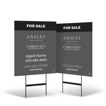 Ansley Real Estate 24x30 Yard Sign, Double-Sided, on Black Powder-Coated Stand