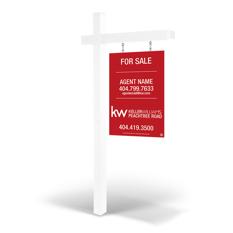 2'x3' Two-Sided Custom Reflective/Non-Reflective Wooden Panel & Arm Post for Keller Williams Peachtree Road