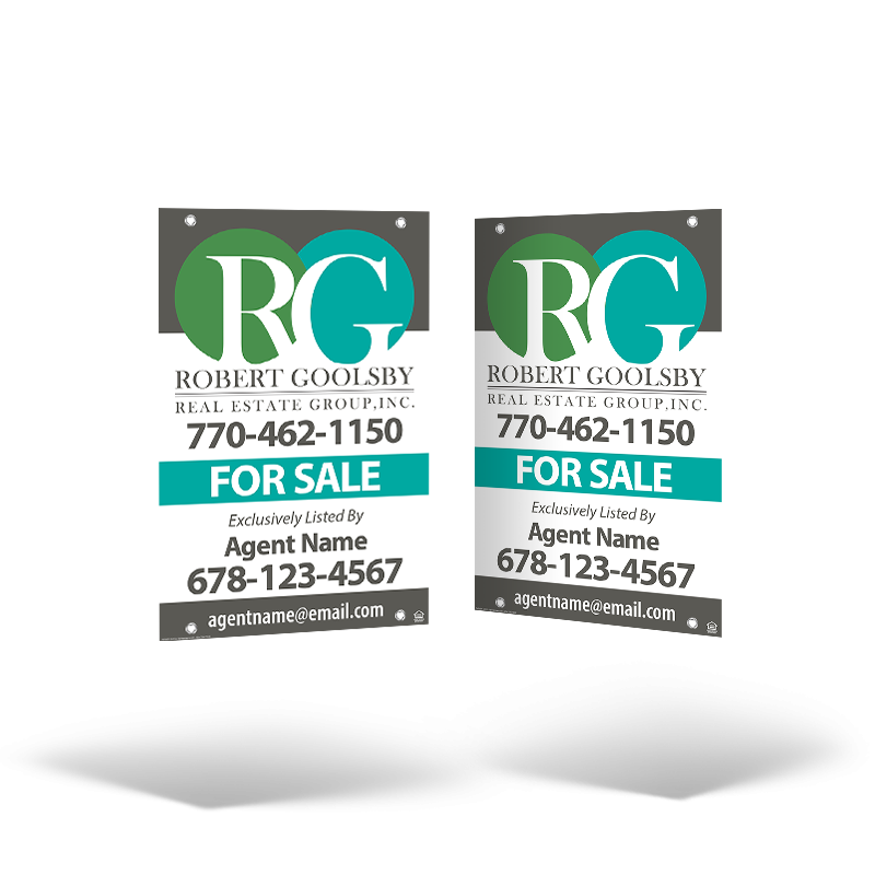 18"x28" 2-Sided Aluminum Panel w/ Grommets, Reflective Option for Robert Goolsby Real Estate