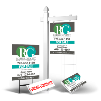 Grand Slam Package Robert Goolsby Real Estate: 6' Post, Two-Sided 24"x30" Panels, Directionals, Stakes, Clip-Ons