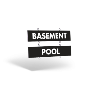 24"x6" Two-Sided Reflective Hanging Wooden Rider with Eye Screws for Fathom Realty