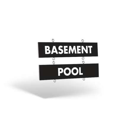 24"x6" Two-Sided Reflective Hanging Wooden Rider with Eye Screws for Fathom Realty